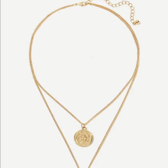 LAST ONE Crescent Coin Double Layer Necklace - Picture 3 of 4